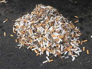 Pile of cigarette butts